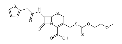 7-(α-Thienyl-acetamido)-3-<(β-methoxy-ethoxythiocarbonyl)-thiomethyl>-cephem-4-carboxylic acid结构式