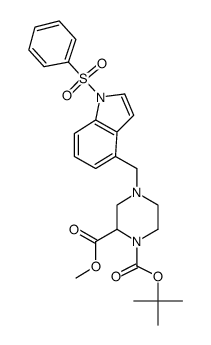 1-tert-butyl 2-methyl 4-{[1-(phenylsulfonyl)-1H-indol-4-yl]methyl}piperazine-1,2-dicarboxylate Structure