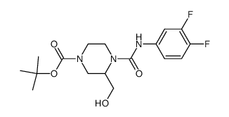 1-Piperazinecarboxylic acid, 4-[[(3,4-difluorophenyl)amino]carbonyl]-3-(hydroxymethyl)-,1,1-dimethylethyl ester结构式