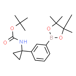 (1-(3-(4,4,5,5-四甲基-1,3,2-二氧杂硼杂环戊烷-2-基)苯基)环丙基)氨基甲酸叔丁酯结构式
