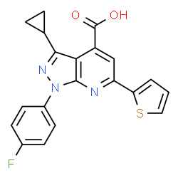 3-Cyclopropyl-1-(4-fluorophenyl)-6-(2-thienyl)pyrazolo[3,4-b]pyridine-4-carboxylic acid Structure