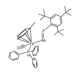 (η5-C5H4Me)(CO)(PPh3)Fe-As=P-(C6H2-2,4,6-t-Bu3)结构式