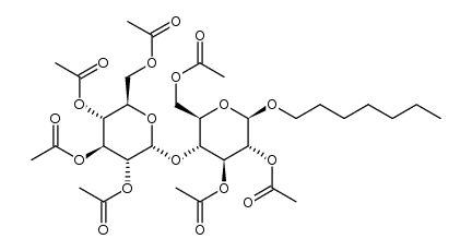 1-heptyl-2,3,6-tri-O-acetyl-4-O-(2,3,4,6-tetra-O-acetyl-α-D-glucopyranosyl)-β-D-glucopyranoside Structure