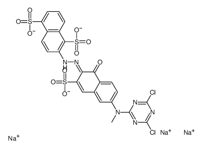 trisodium,2-[(2E)-2-[6-[(4,6-dichloro-1,3,5-triazin-2-yl)-methylamino]-1-oxo-3-sulfonatonaphthalen-2-ylidene]hydrazinyl]naphthalene-1,5-disulfonate Structure