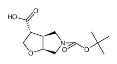 Racemic-(3R,3aS,6aS)-5-(tert-butoxycarbonyl)hexahydro-2H-furo[2,3-c]pyrrole-3-carboxylic acid structure