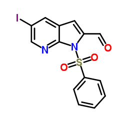 5-Iodo-1-(phenylsulfonyl)-1H-pyrrolo[2,3-b]pyridine-2-carbaldehyde结构式