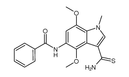 N-(3-carbamothioyl-4,7-dimethoxy-1-methyl-1H-indol-5-yl)benzamide结构式