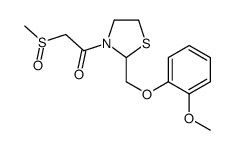 1-[2-[(2-methoxyphenoxy)methyl]thiazolidin-3-yl]-2-methylsulfinyl-etha none Structure