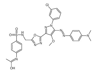 N-[4-[[5-[1-(3-chlorophenyl)-5-(4-dimethylaminophenyl)diazenyl-4-metho xy-pyrazol-3-yl]-1,3,4-oxadiazol-2-yl]methylsulfamoyl]phenyl]acetamide Structure