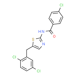 4-chloro-N-{5-[(2,5-dichlorophenyl)methyl]-1,3-thiazol-2-yl}benzamide structure