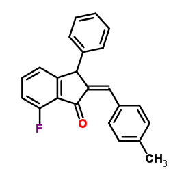(2Z)-7-Fluoro-2-(4-methylbenzylidene)-3-phenyl-1-indanone结构式