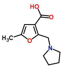 5-Methyl-2-(1-pyrrolidinylmethyl)-3-furoic acid结构式