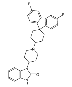 1-{1-[4,4-bis-(4-fluoro-phenyl)-cyclohexyl]-piperidin-4-yl}-1,3-dihydro-benzoimidazol-2-one结构式