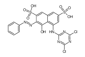 5-[(4,6-dichloro-1,3,5-triazin-2-yl)amino]-4-hydroxy-3-(phenylazo)naphthalene-2,7-disulphonic acid structure