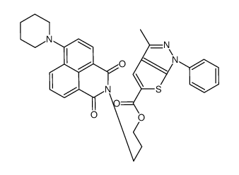 3-(1,3-dioxo-6-piperidin-1-ylbenzo[de]isoquinolin-2-yl)propyl 3-methyl-1-phenylthieno[2,3-c]pyrazole-5-carboxylate结构式