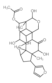 24-Norchola-20,22-diene-4-carboxaldehyde,3-(acetyloxy)-14,15:21,23-diepoxy-1,7,12,19-tetrahydroxy-4,8-dimethyl-11-oxo-,cyclic 4,19-hemiacetal, (1a,3a,4b,5a,7a,12a,13a,14b,15b,17a)- (9CI)结构式