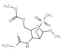 [5-methoxy-3-(methylsulfanylcarbothioylamino)-4-methylsulfonyloxy-oxolan-2-yl]methyl methyl carbonate结构式