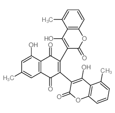 1,4-Naphthalenedione,5-hydroxy-2,3-bis(4-hydroxy-5-methyl-2-oxo-2H-1-benzopyran-3-yl)-7-methyl- picture