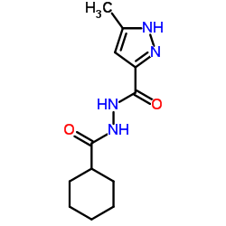 N'-(Cyclohexylcarbonyl)-5-methyl-1H-pyrazole-3-carbohydrazide结构式
