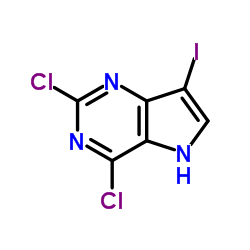 2, 4-二氯-7-碘-5H-吡咯并[3, 2-d]嘧啶结构式