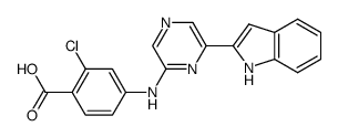 2-chloro-4-{[6-(1H-indol-2-yl)pyrazin-2-yl]amino}benzoic acid结构式