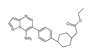 Cyclohexaneacetic acid, 4-[4-(7-aminopyrazolo[1,5-a]pyrimidin-6-yl)phenyl]-, ethyl ester, trans-结构式