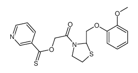 O-[2-[(2S)-2-[(2-methoxyphenoxy)methyl]-1,3-thiazolidin-3-yl]-2-oxoethyl] pyridine-3-carbothioate结构式