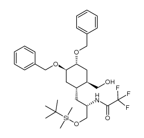 N-((S)-1-((1R,2R,4R,5R)-4,5-bis(benzyloxy)-2-(hydroxymethyl)cyclohexyl)-3-(tert-butyldimethylsilyloxy)propan-2-yl)-2,2,2-trifluoroacetamide Structure