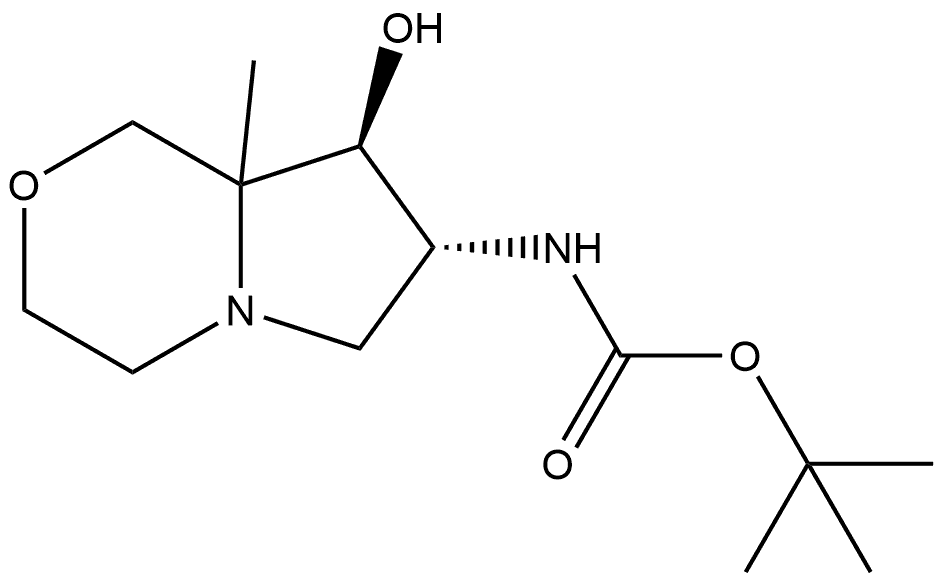 Carbamic acid, N-[(7R,8S)-hexahydro-8-hydroxy-8a-methyl-1H-pyrrolo[2,1-c][1,4]oxazin-7-yl]-, 1,1-dimethylethyl ester, rel- Structure