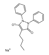 4-n-Butyl-1,2-diphenylpyrazolidinon-(3,5) Natriumsalz Structure
