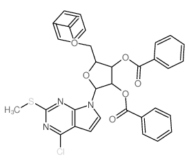 7H-Pyrrolo[2,3-d]pyrimidine,4-chloro-2-(methylthio)-7-b-D-ribofuranosyl-, 2',3',5'-tribenzoate (8CI) picture