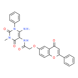 Acetamide,N-(6-amino-1,2,3,4-tetrahydro-3-methyl-2,4-dioxo-1-phenyl-5-pyrimidinyl)-2-[(4-oxo-2-phenyl-4H-1-benzopyran-6-yl)oxy]- Structure