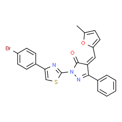 (4Z)-2-[4-(4-bromophenyl)-1,3-thiazol-2-yl]-4-[(5-methylfuran-2-yl)methylidene]-5-phenyl-2,4-dihydro-3H-pyrazol-3-one结构式