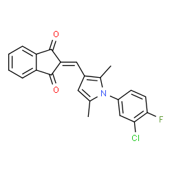 2-{[1-(3-chloro-4-fluorophenyl)-2,5-dimethyl-1H-pyrrol-3-yl]methylidene}-1H-indene-1,3(2H)-dione结构式