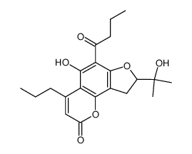 8,9-Dihydro-5-hydroxy-8-(1-hydroxy-1-methylethyl)-6-(1-oxobutyl)-4-propyl-2H-furo[2,3-h]-1-benzopyran-2-one结构式