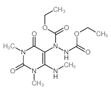 ethyl N-(1,3-dimethyl-4-methylamino-2,6-dioxo-pyrimidin-5-yl)-N-(ethoxycarbonylamino)carbamate structure