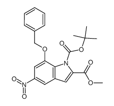 1-(1,1-dimethylethyl)-2-methyl-5-nitro-6-(phenylmethoxy)-indole-1,2-dicarboxylate结构式