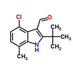 4-Chloro-7-methyl-2-(2-methyl-2-propanyl)-1H-indole-3-carbaldehyde结构式