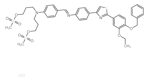4-[[4-[2-(3-ethoxy-4-phenylmethoxy-phenyl)-1,3-thiazol-4-yl]phenyl]iminomethyl]-N,N-bis(3-methylsulfonyloxypropyl)aniline Structure