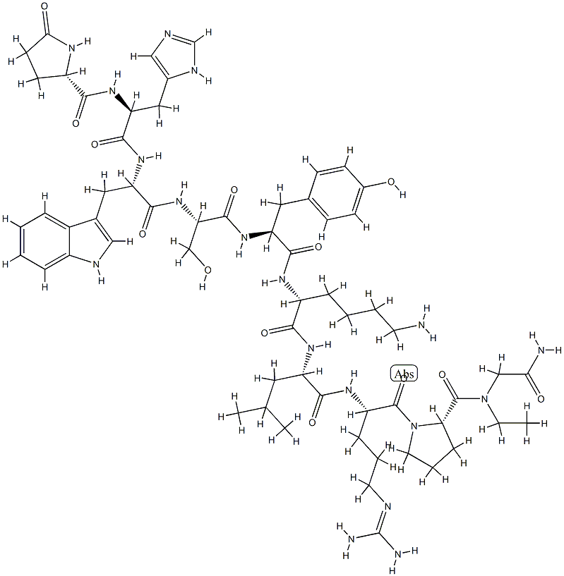 LHRH, Lys(6)-N-Et-GlyNH2(10)-结构式