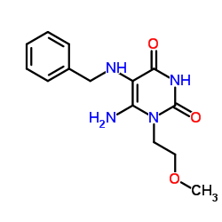 6-Amino-5-benzylamino-1-(2-methoxy-ethyl)-1H-pyrimidine-2,4-dione结构式