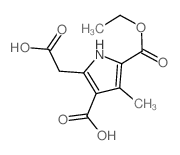 1H-Pyrrole-2,4-dicarboxylicacid, 5-(carboxymethyl)-3-methyl-, 2-ethyl ester结构式