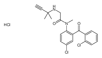 N-[4-chloro-2-(2-chlorobenzoyl)phenyl]-N-methyl-2-(2-methylbut-3-yn-2- ylamino)acetamide hydrochloride结构式