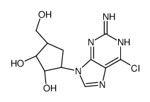 (1R,2R,3R,5R)-3-(2-amino-6-chloropurin-9-yl)-5-(hydroxymethyl)cyclopentane-1,2-diol结构式