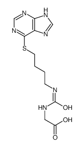 2-[4-(7H-purin-6-ylsulfanyl)butylcarbamoylamino]acetic acid结构式