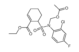 ethyl 6-{[[(acetyloxy)methyl](2-chloro-4-fluorophenyl)amino]sulfonyl}cyclohex-1-ene-1-carboxylate结构式