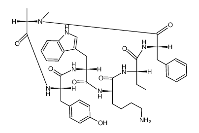 (3S,6S,9S,12R,15S,18S)-9-(4-Amino-butyl)-3-benzyl-6-ethyl-15-(4-hydroxy-benzyl)-12-(1H-indol-3-ylmethyl)-1,18-dimethyl-1,4,7,10,13,16-hexaaza-cyclooctadecane-2,5,8,11,14,17-hexaone Structure