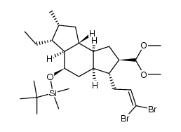 tert-butyl(((2R,3R,3aS,4R,5aS,6R,7R,8aS,8bR)-6-(3,3-dibromoallyl)-7-(dimethoxymethyl)-3-ethyl-2-methyldodecahydro-as-indacen-4-yl)oxy)dimethylsilane Structure