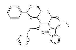 .beta.-D-Allopyranoside, 1-propenyl 2-deoxy-2-(1,3-dihydro-1,3-dioxo-2H-isoindol-2-yl)-3-O-(phenylmethyl)-4,6-O-(phenylmethylene)结构式