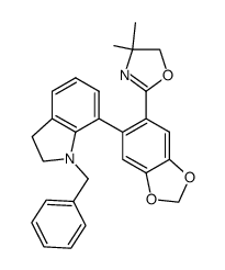 2-(6-(1-benzylindolin-7-yl)benzo[d][1,3]dioxol-5-yl)-4,4-dimethyl-4,5-dihydrooxazole Structure